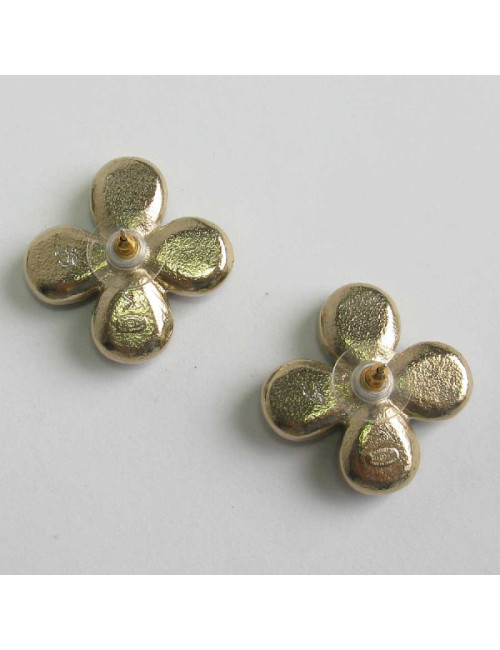 Boucles d'oreille clous CHANEL 'Paris Edimbourg' en tweed multicolore