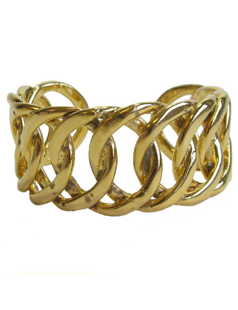 CHANEL vintage cuff bracelet in gilt metal braided chain