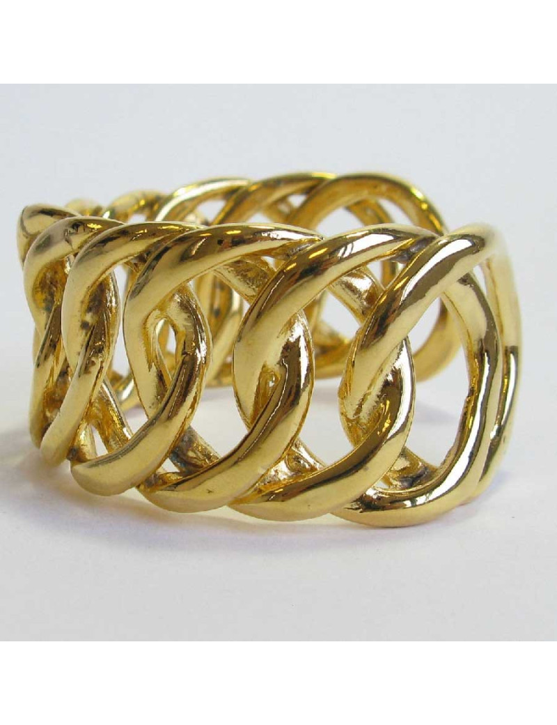 CHANEL vintage cuff bracelet in gilt metal braided chain
