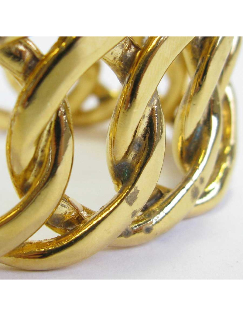 PRIX d'ACHAT Manchette CHANEL vintage en chaine tressée rigide dorée