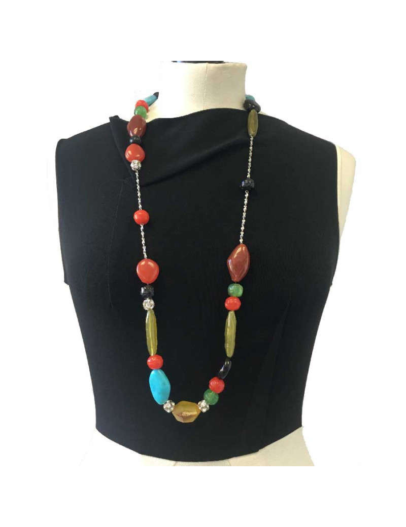 Sautoir CHRISTIAN LACROIX en pierres fantaisies plastiques multicolore