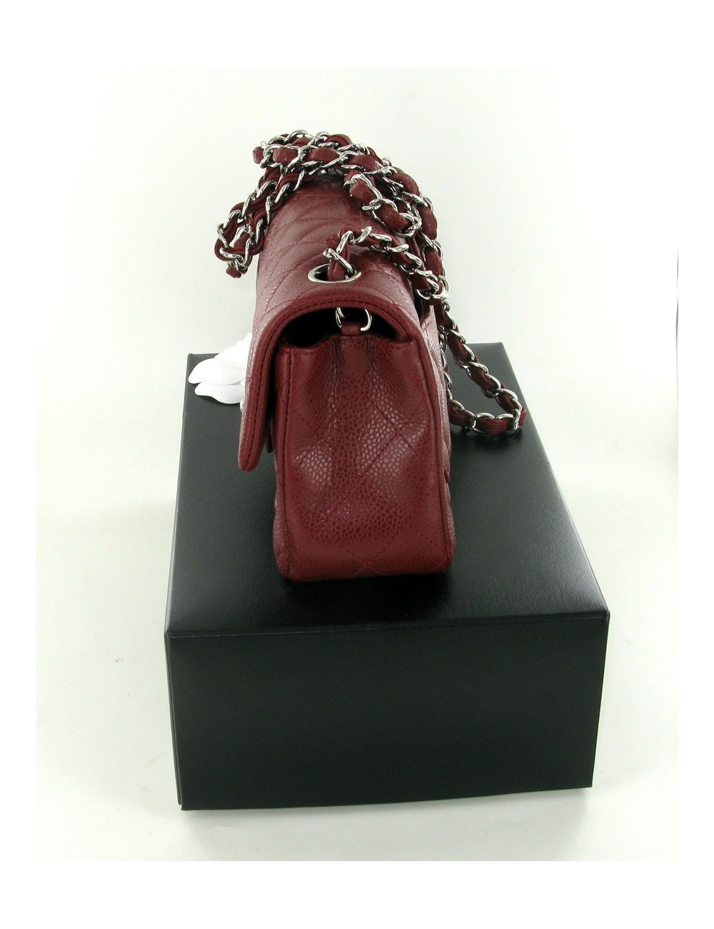 sac Mademoiselle CHANEL PM cuir grainé bordeaux