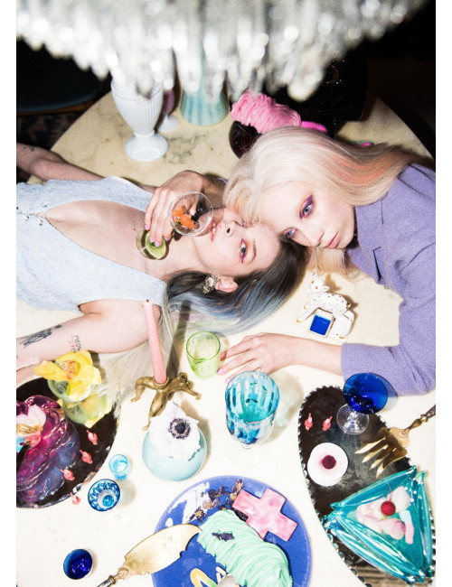 CHRISTIAN DIOR set necklace and clip-on earrings in aged silver metal