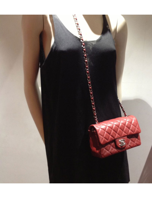 sac Mademoiselle CHANEL PM cuir grainé bordeaux