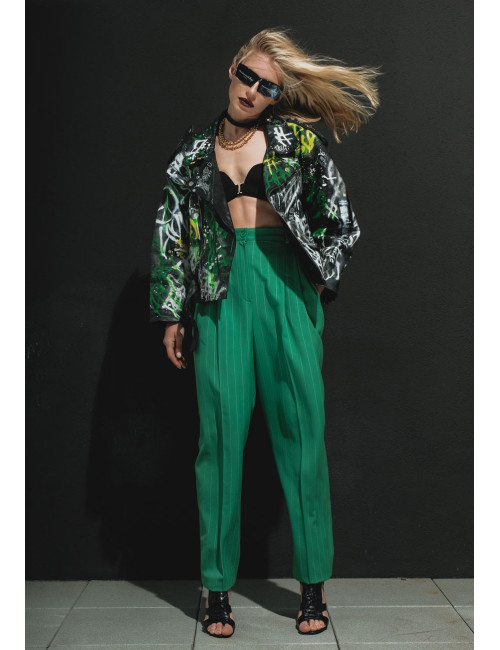 Perfecto Madame L Vintage graffiti vert et jaune