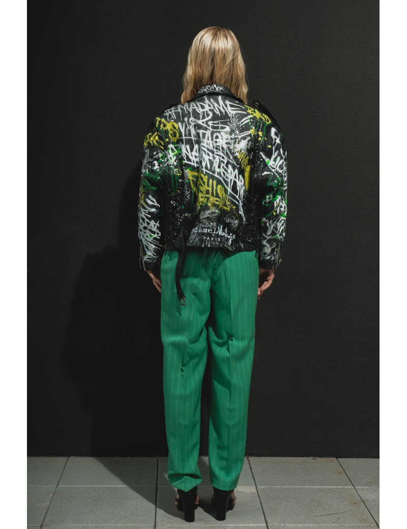 Perfecto Madame L Vintage graffiti vert et jaune