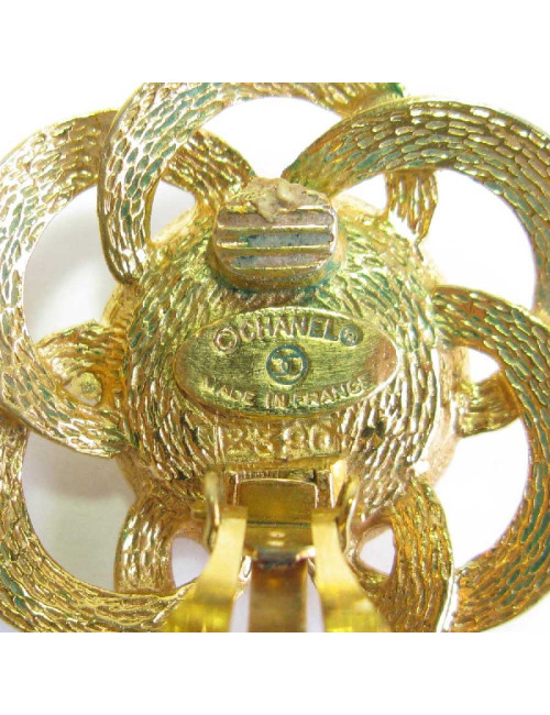 CHANEL Couture Vintage clip-on earrings in gilt metal and pearl