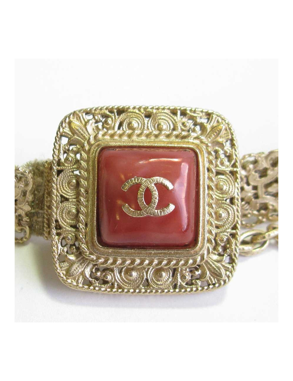 CHANEL jewel belt T75 in gilded fabric and metal