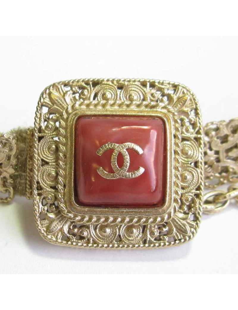 CHANEL jewel belt T75 in gilded fabric and metal