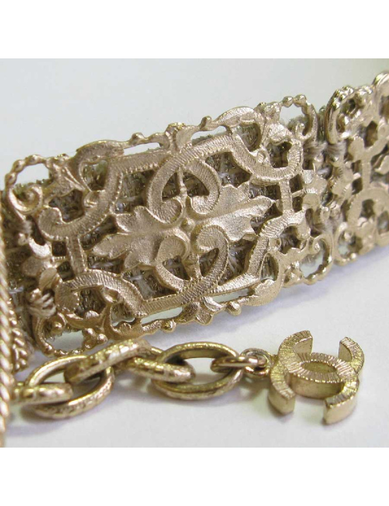 CHANEL jewel belt T75 in gilded fabric and metal