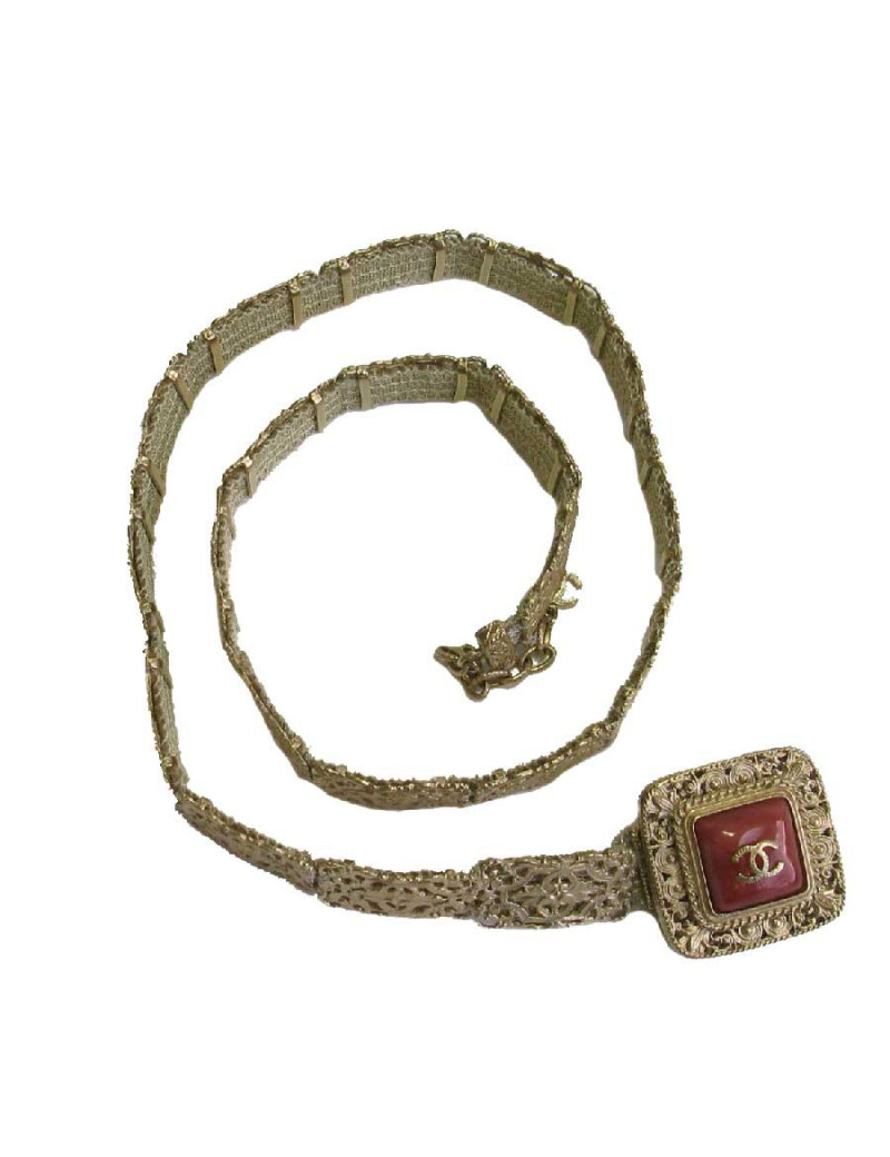 CHANEL jewel belt T75 in gilded fabric and metal