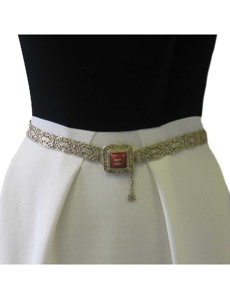 CHANEL jewel belt T75 in gilded fabric and metal
