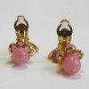 MARGUERITE DE VALOIS pendants pink flowers clip-on earrings in molten glass