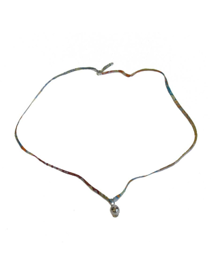 E.S Collier-bracelet "Bombe" HERMES lien en soie multicolore