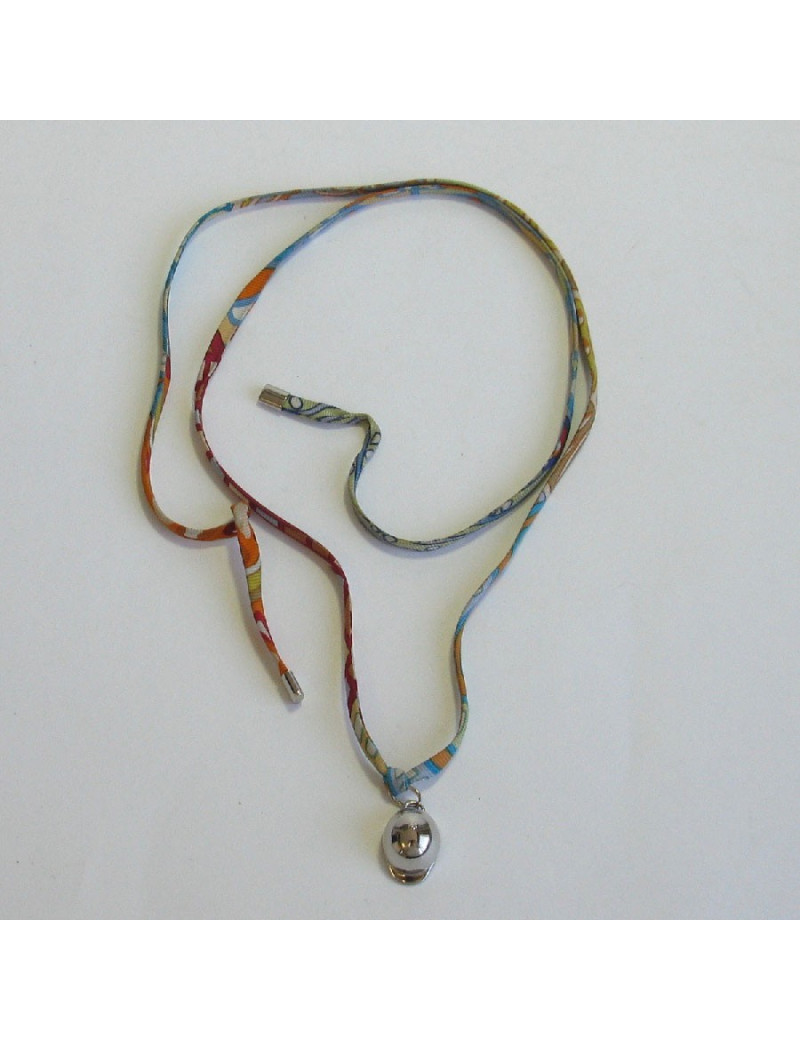 E.S Collier-bracelet "Bombe" HERMES lien en soie multicolore