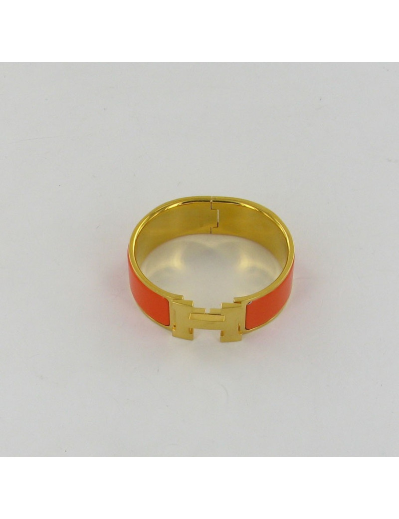 Bracelet "Constance"  HERMES émail orange H et doré