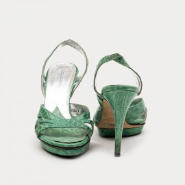 DOLCE & GABBANA high heels sandals in water green alligator size 37
