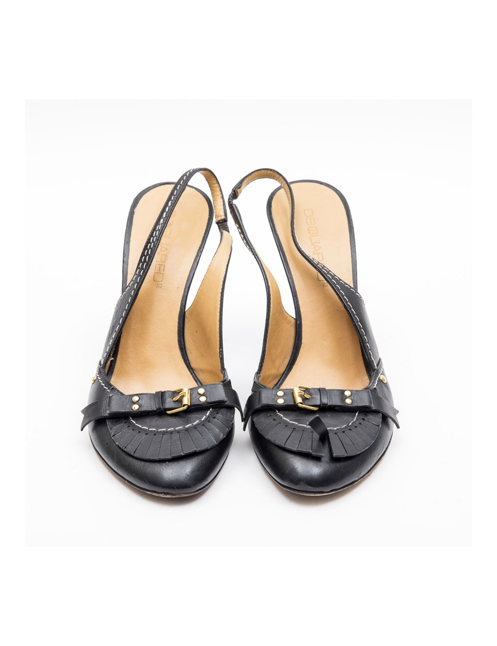 Escapins T 39 DSQUARED2 cuir   avec surpiqûres