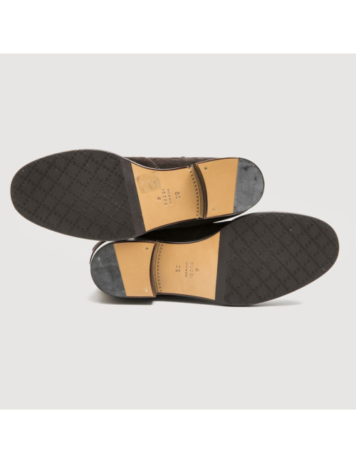 Boots T 39 GUCCI en daim marron et mors argent palladié