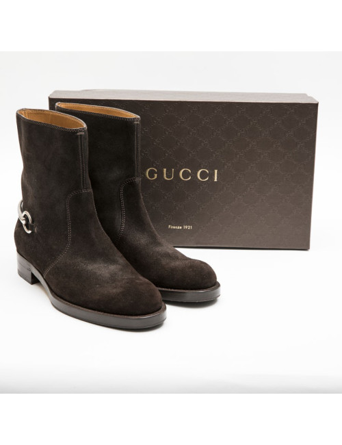 GUCCI boots size 39 in brown velvet calfskin