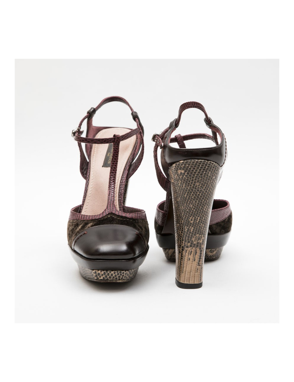 Sandales hautes T 39.5 LOUIS VUITTON multicolores velours et python