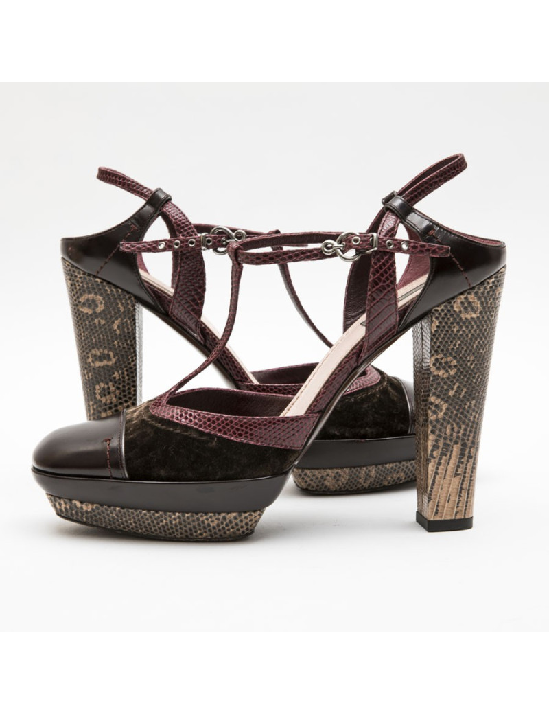 Sandales hautes T 39.5 LOUIS VUITTON multicolores velours et python