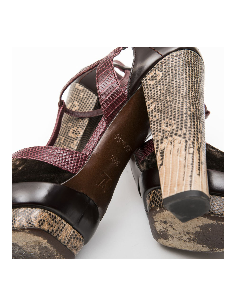 Sandales hautes T 39.5 LOUIS VUITTON multicolores velours et python