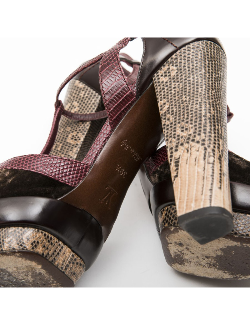Sandales hautes T 39.5 LOUIS VUITTON multicolores velours et python