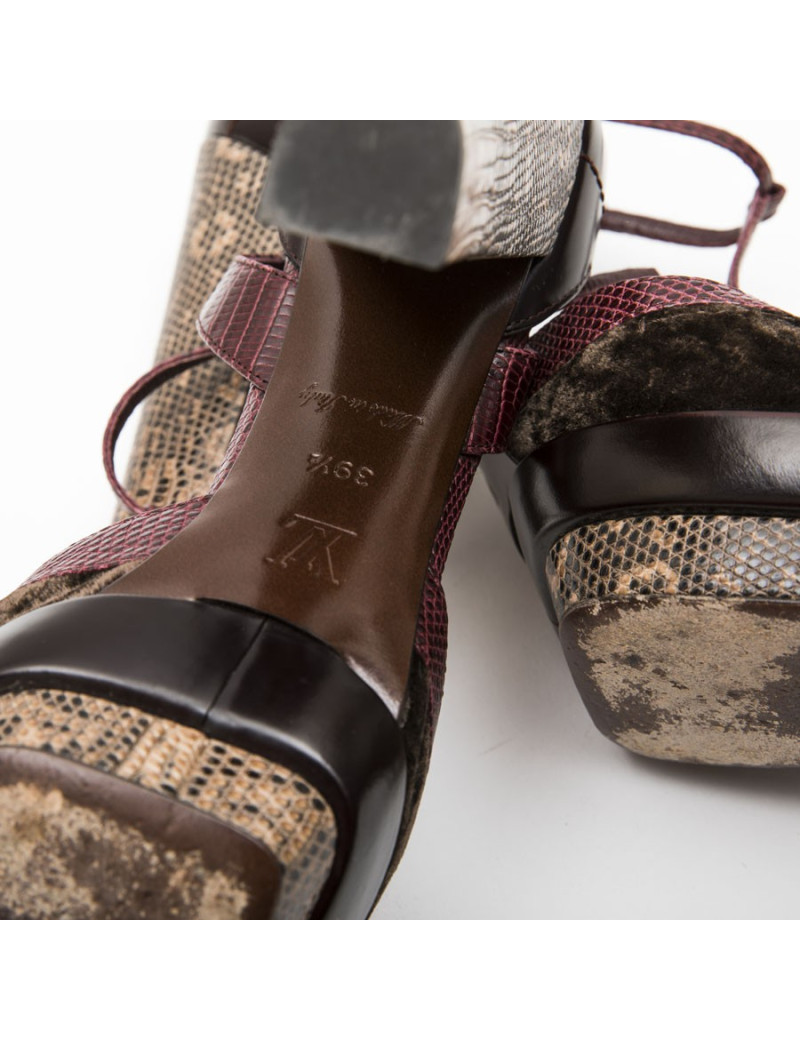 Sandales hautes T 39.5 LOUIS VUITTON multicolores velours et python
