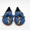LOUIS VUITTON T39 Richelieu ballerina in blue and leopard pattern fabric