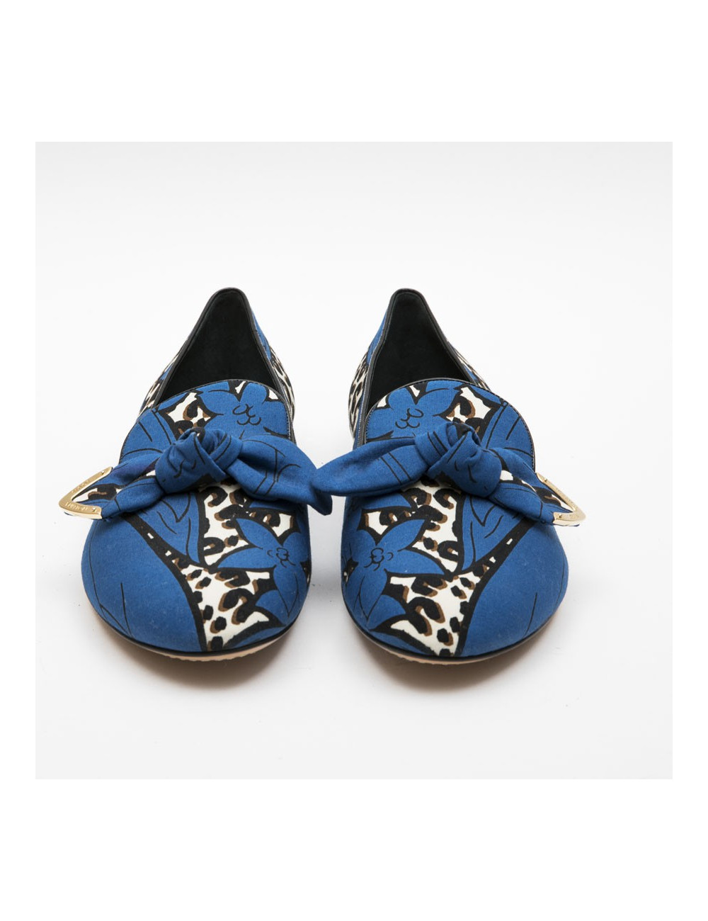 Ballerines T 39 LOUIS VUITTON Richelieu bleu et léopard