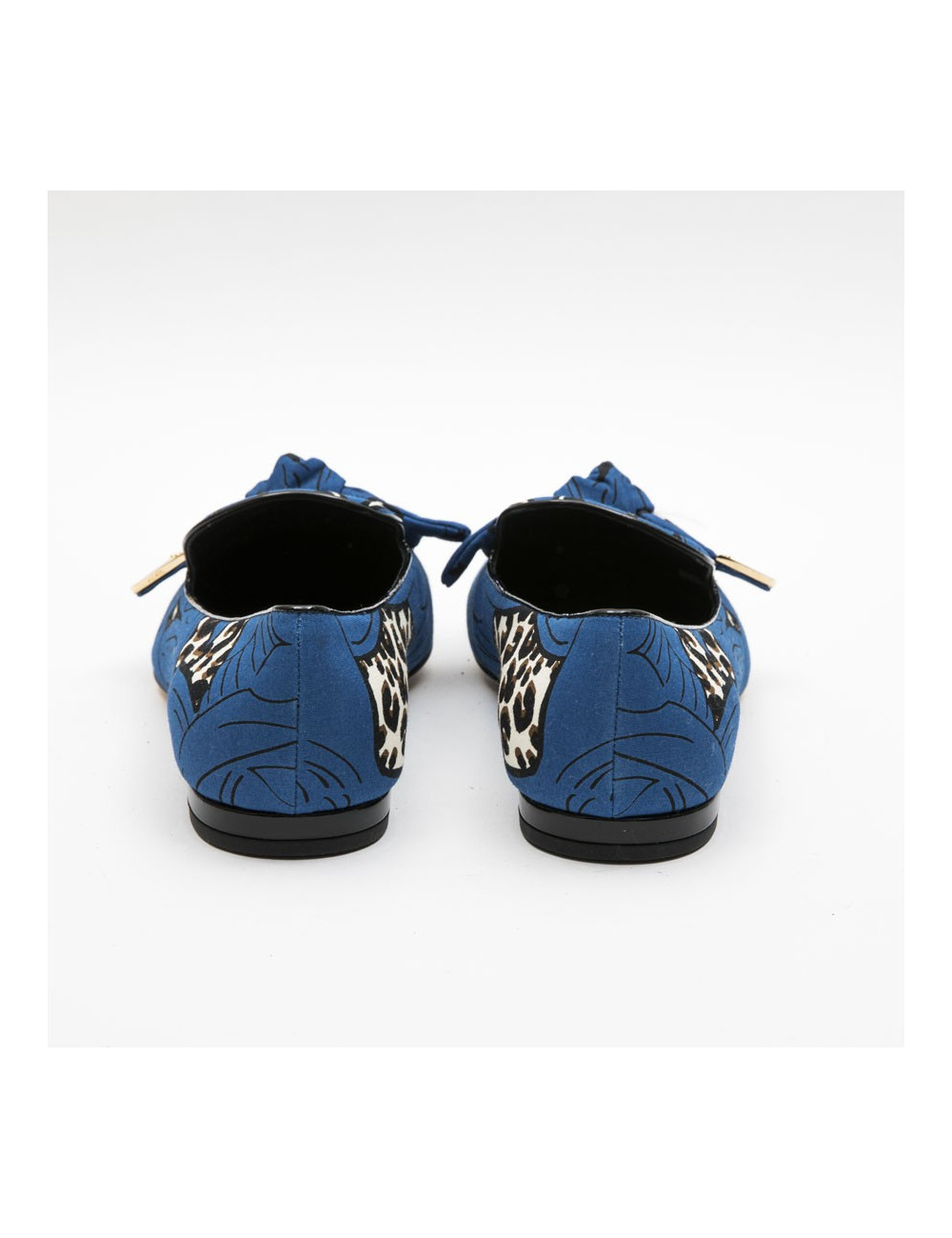 Ballerines T 39 LOUIS VUITTON Richelieu bleu et léopard