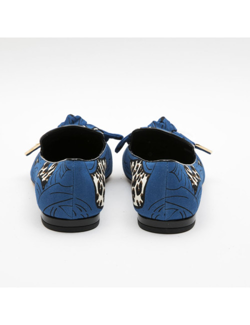 Ballerines T 39 LOUIS VUITTON Richelieu bleu et léopard