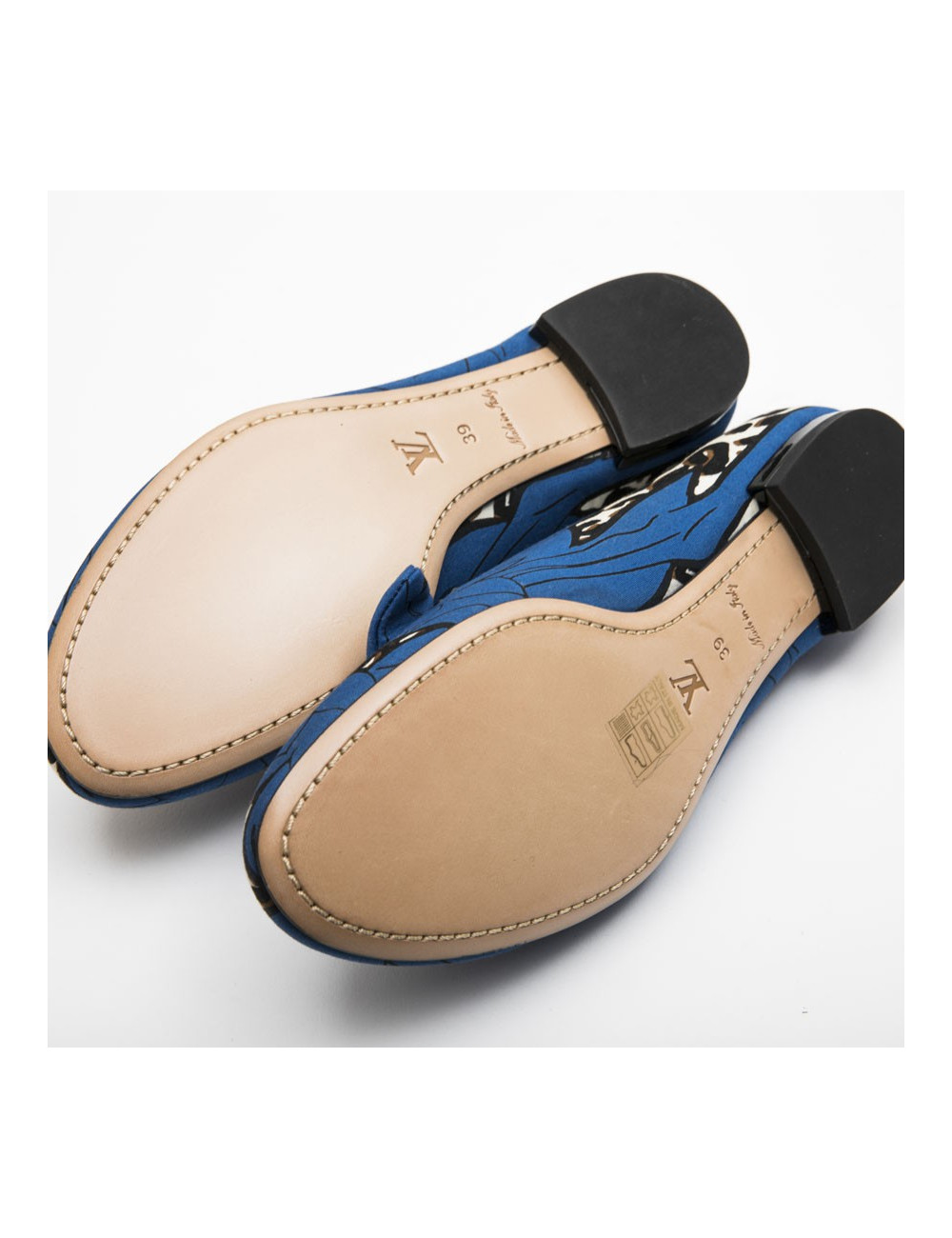 Ballerines T 39 LOUIS VUITTON Richelieu bleu et léopard