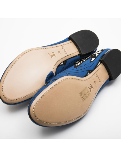 Ballerines T 39 LOUIS VUITTON Richelieu bleu et léopard
