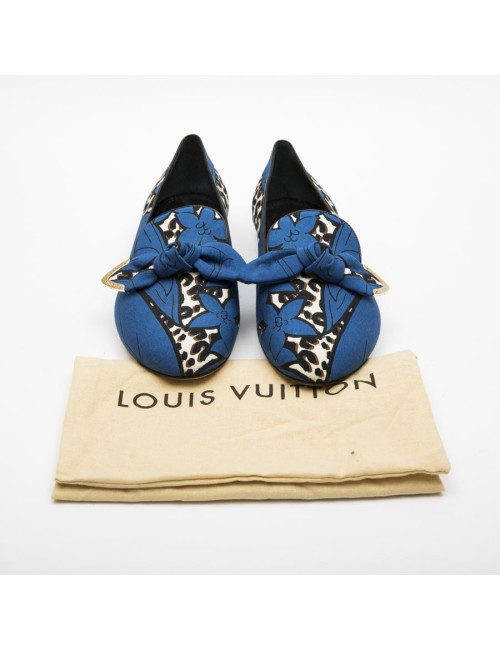 Ballerines T 39 LOUIS VUITTON Richelieu bleu et léopard
