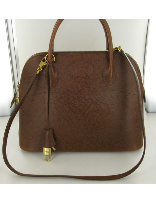 Bolide PM HERMES en cuir courchevel marron