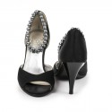 CHANEL high heels in black duchess satin and pearls size 37FR