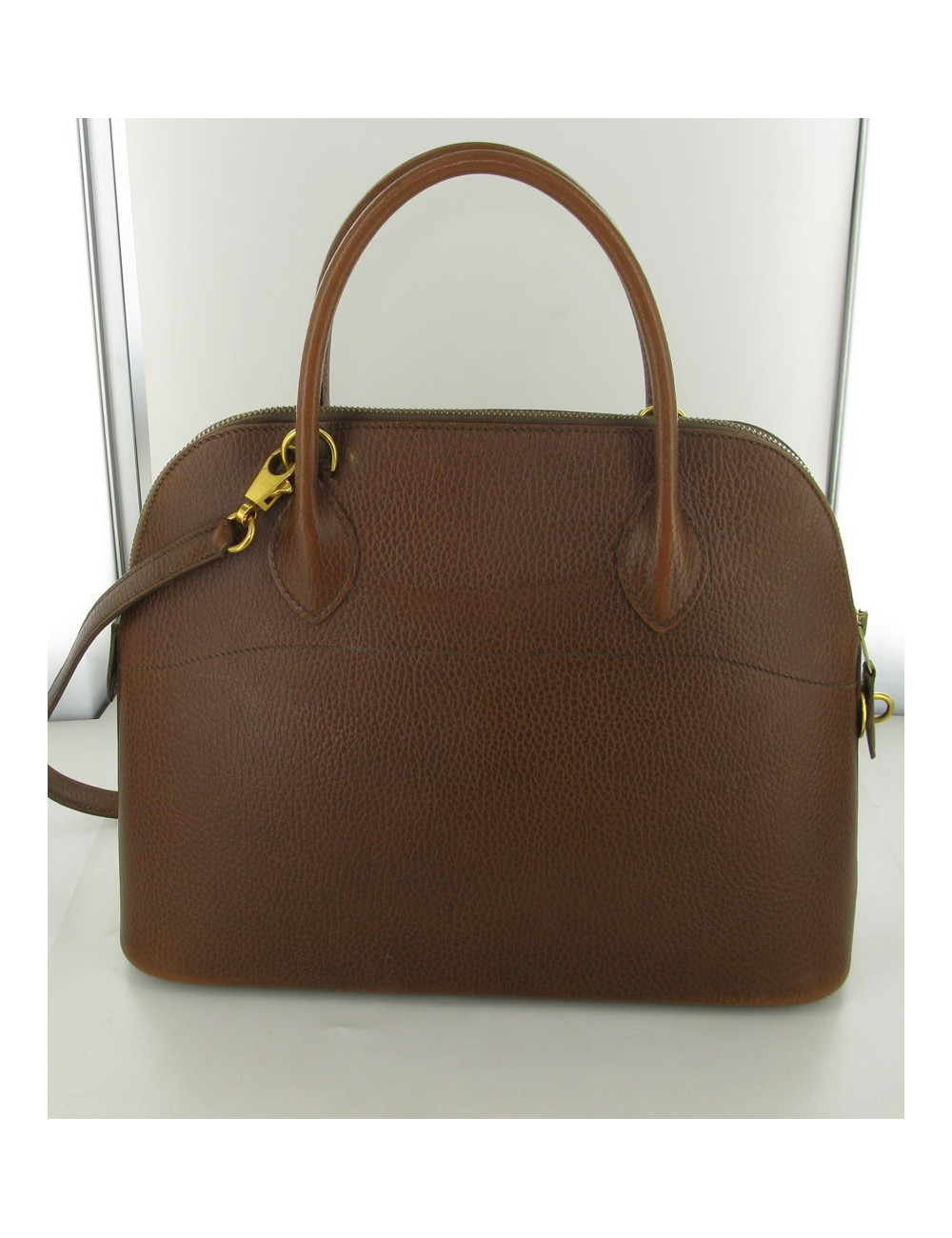 Bolide PM HERMES en cuir courchevel marron