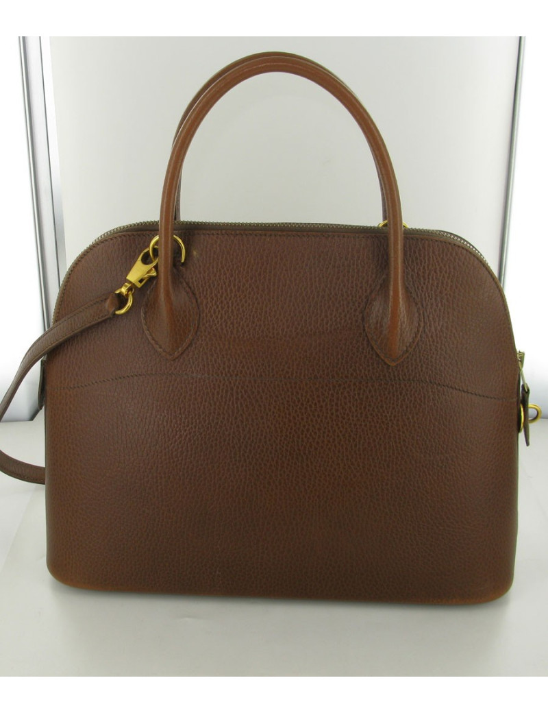 bolide PM HERMES en cuir courchevel marron