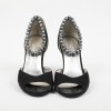CHANEL high heels in black duchess satin and pearls size 37FR