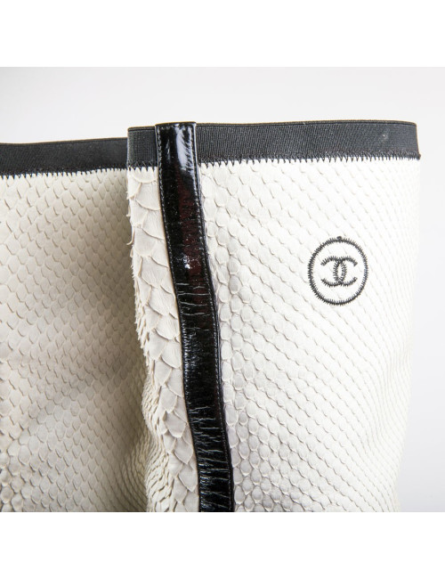 Cuissardes T 37 CHANEL en python blanc