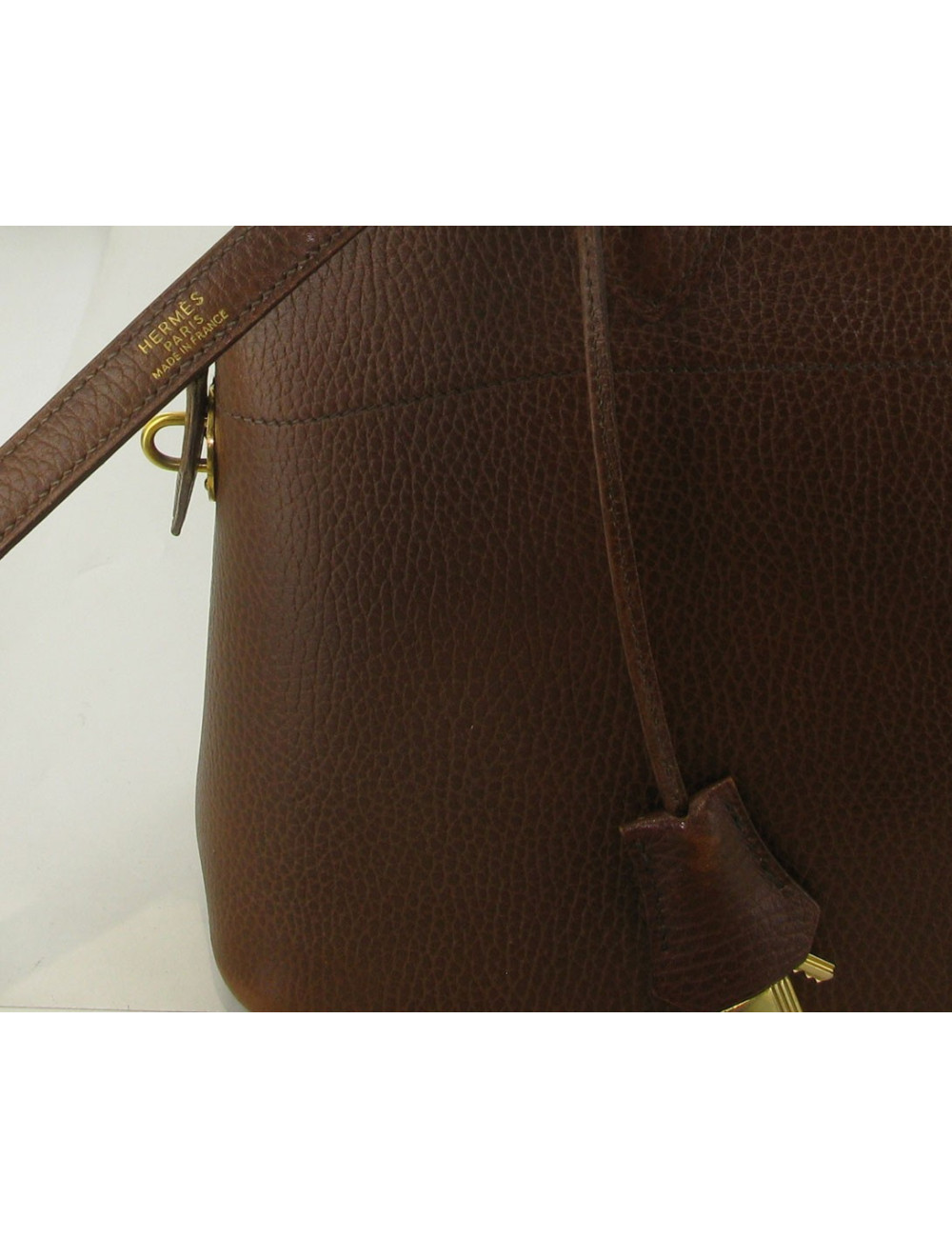 bolide PM HERMES en cuir courchevel marron