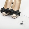 CHANEL high heels in beige and black duchess satin size 37.5FR