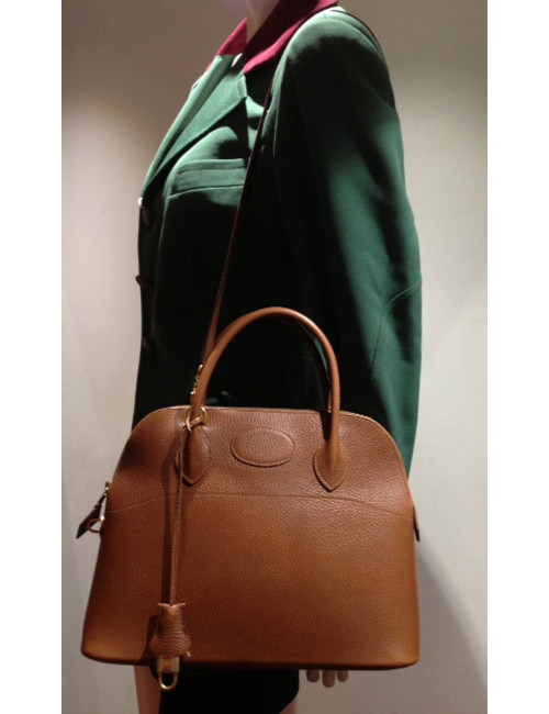 Bolide PM HERMES en cuir courchevel marron