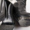 CHANEL boots Size 39.5 in black lambskin leather and palladium metal grille 