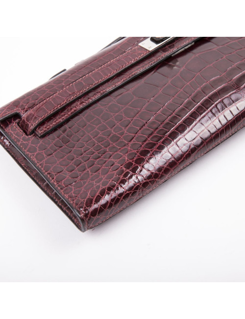Pochette Kelly HERMES cuir exotique roouge H GM