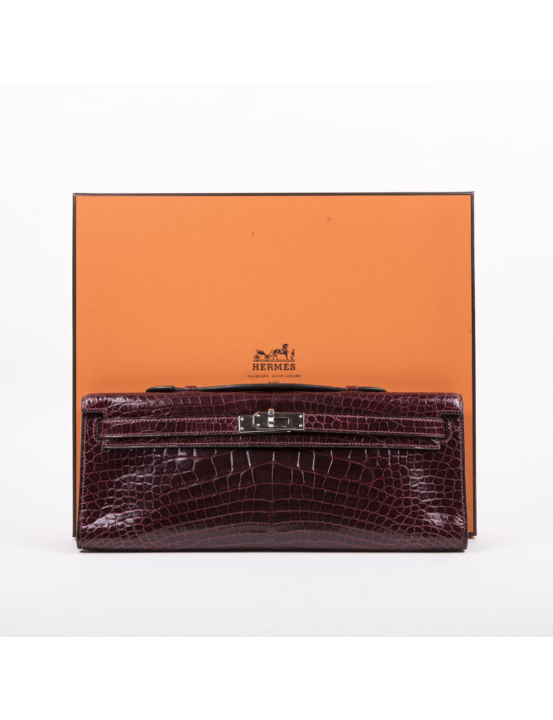 Pochette Kelly HERMES cuir exotique roouge H GM
