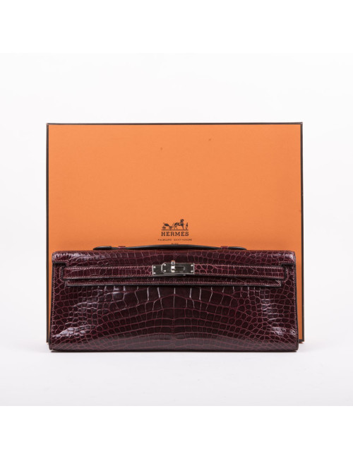 Pochette Kelly HERMES cuir exotique roouge H GM