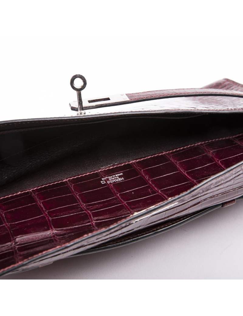Pochette Kelly HERMES cuir exotique roouge H GM